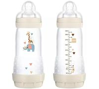 MAM Biberón anticólico Easy Start 320 ml, tetina tamaño 3, verde | A partir de 4 meses, válvula anticólicos, reduce las burbujas de aire, silicona SkinSoft, lactancia mixta, autoesterilizante
