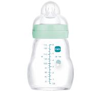 MAM Biberón Cristal Feel Good Flujo Lento Azul Mate 0-2m 170 ml