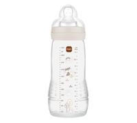 MAM Easy Active 6 meses y más Color Arena (330 ml) - con chupete de silicona de velocidad X ultrarrápida - para bebé con cierre hermético