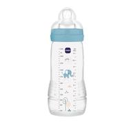 MAM | Biberón Easy Active 6+ Meses Color Océano (330 ml) - con chupete de silicona de velocidad X ultrarrápida - para bebé cierre hermético