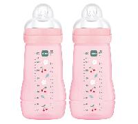 MAM Biberón Easy Active Flujo Medio Rosa Brillante 2-4m 270 ml 2 uds
