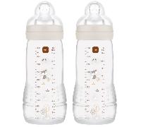 MAM Biberón Easy Active Flujo Rápido Neutro Brillante +4m 330 ml 2 uds