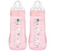 MAM Biberón Easy Active Líquidos Espesos Rosa Brillante +6m 330 ml 2 Uds