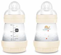 MAM Pack 2 Biberones Anticólicos, Recién Nacido, 0-2 Meses, 160ml, con Tetina 1 Flujo Lento Fácil Aceptación, Autoesterilizable y Fácil de Limpiar, MAM Easy Start Anti-Colic, (El diseño puede variar)