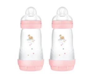 MAM Biberon Easy Start Anticólico - Chupete de silicona SkinSoftTM 2 meses, 260 ml, color rosa