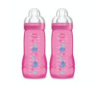 Mam - Biberón segunda edad - 330 ml - A partir de 6 meses - tetina de flujo X - Juego de 2 unidades rosa Rose Talla:2 x 330 mL