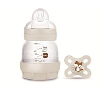 MAM - Botella anticólicos (130 ml, incluye chupete MAM, 0 - 2 meses), color marfil y diseño de conejo