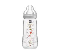 MAM Botella Easy Active (330 ml), botella para bebé, incluye tetina MAM tamaño 2, de silicona SkinSoft, botella de leche con forma ergonómica, para 4 meses, espacio exterior, 1 unidad (1 unidad)