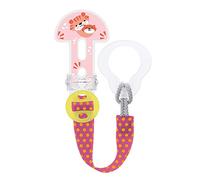 MAM Broche Clip It! S179 - Broche de Chupete con longitud ajustable, Pinza sujeta Chupete para todo tipo de chupetes, Chupetero con cierre fácil y seguro, 0+ meses, Rosa