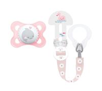 MAM Broche Clip it! y Chupete Original para Bebés 2-6 Meses, Rosa, 2 uds