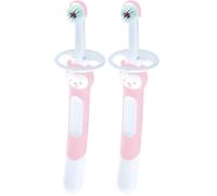 MAM Cepillo de Dientes para Bebé, Mango Extra Largo, Ergonómico y Antideslizante, Ideal para Primeros Dientes, con Protector de Seguridad, Cabezal muy Pequeño y Cerdas Extra Suaves, Rosa, Pack de 1