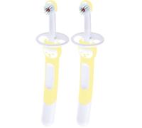 MAM Cepillo de Dientes para Bebé, Mango Extra Largo, Ergonómico y Antideslizante, Ideal para Primeros Dientes, con Protector de Seguridad, Cabezal muy Pequeño y Cerdas Extra Suaves, Neutro, Pack de 1
