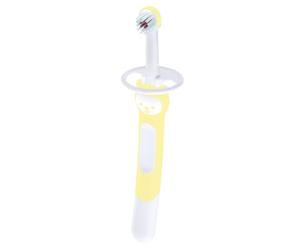 MAM Cepillo de Dientes para Bebé, Mango Extra Largo, Ergonómico y Antideslizante, Ideal para Primeros Dientes, con Protector de Seguridad, Cabezal muy Pequeño y Cerdas Extra Suaves, Neutro, Pack de 1