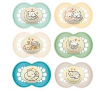 MAM Chupete 16+ que Brilla en la Oscuridad, a Partir de 16 Meses, Tetina Simétrica, Plana y Flexible de Silicona de Fácil Aceptación, con Caja Autoesterilizadora, Pack de 6uds