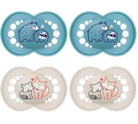 MAM Chupete, a Partir de 16 Meses, con Tetina Simétrica, Plana y Flexible de Silicona Skin Soft Silicone de Fácil Aceptación, con Caja Autoesterilizadora, MAM Original, Azul Mate, Pack de 2uds, Día
