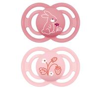 MAM Chupete, a Partir de 16 Meses, Tetina Extra Delgada y Flexible, Plana y Simétrica de Silicona Skin Soft Silicone de Fácil Aceptación, con Caja Autoesterilizadora, MAM Perfect, Rosa Mate, 2uds