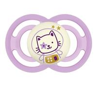 Mam Chupete brillante de silicona Perfect Night Skinsoft con soporte para chupete, 16 meses, rosa