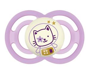 Mam Chupete brillante de silicona Perfect Night Skinsoft con soporte para chupete, 16 meses, rosa