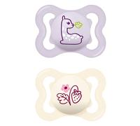 MAM Chupete con Escudo Ventilado, 2-6 Meses, con Tetina Simétrica, Plana y Flexible de Silicona Skin Soft Silicone de Fácil Aceptación, con Caja Autoesterilizadora, MAM Air, Rosa Mate, Pack de 2uds