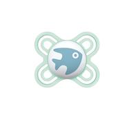 MAM chupete de carpa de 0-2 meses de silicona suave para un desarrollo saludable de la cavidad bucal, accesorios para bebés con práctica caja de chupete esterilizador, azul claro