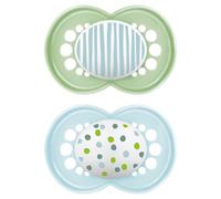 MAM Chupete de Látex de Caucho Natural, a Partir de 16 Meses, con Tetina Simétrica, Plana y Flexible, con Caja Autoesterilizadora, MAM Original, Neutro Brillante, Pack de 2uds