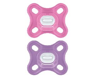 MAM Chupete Fisiológico Confort +0m Rosa Set de 2 + Caja de Esterilización