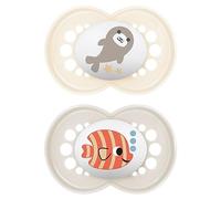MAM Chupete original | 6-16 meses | Chupete para bebé | 94% de aceptación | amigable con los senos | recomendado por parteras | amigable con los dientes | Silicona SkinSoft | sellos/pescado | 2 piezas