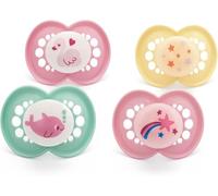 MAM Chupete original Day & Night, 18-36M, paquete de 4, rosa | SkinSoft - 2 tetinas de silicona que brillan en la oscuridad, materiales sostenibles, accesorios para bebés (los diseños