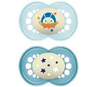 Chupete Silicona Mam Original Night + 16 M Pack Doble Azul