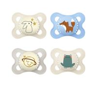 MAM Chupete Original para Bebés 0-6 Meses, Día y Noche, 4 uds | Incluye Chupetes que Brillan en la Oscuridad, con Tetina Simétrica, Plana y Flexible de Skin Soft Silicone, Fácil Aceptación