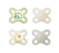MAM Chupete Original para Recién Nacidos 0-2 Meses, Día y Noche, 4 uds | Incluye Chupetes que Brillan en la Oscuridad, con Tetina Simétrica, Plana y Flexible de Skin Soft Silicone, Fácil Aceptación