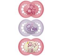 MAM | Chupete original rosa 18+ meses (3 piezas) color aleatorio - Chupete simétrico de silicona ultra suave - Chupete anatómico para un desarrollo bucal óptimo