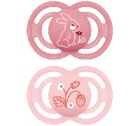 MAM Chupete, a Partir de 16 Meses, Tetina Extra Delgada y Flexible, Plana y Simétrica de Silicona Skin Soft Silicone de Fácil Aceptación, con Caja Autoesterilizadora, MAM Perfect, Rosa Mate, 2uds