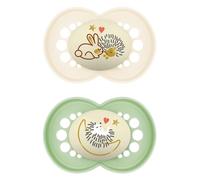 MAM Chupete que Brilla en la Oscuridad, a Partir de 16 Meses, con Tetina Simétrica, Plana y Flexible de Silicona de Fácil Aceptación, con Caja Autoesterilizadora, MAM Original, Neutro Mate, Pack 2uds