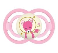MAM Chupete que Brilla en la Oscuridad, a Partir de 6 Meses, Tetina Extra Delgada y Flexible de Silicona de Fácil Aceptación, con Caja Autoesterilizadora, MAM Perfect, Rosa Brillante, Pack 1ud