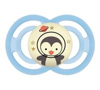 MAM Chupete que Brilla en la Oscuridad, a Partir de 6 Meses, Tetina Extra Delgada y Flexible de Silicona de Fácil Aceptación, con Caja Autoesterilizadora, MAM Perfect, Azul Brillante, Pack 1ud