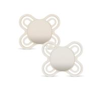 MAM Chupete, Recién Nacido, 0-2 Meses, Tetina Extra Delgada y Flexible de Silicona Skin Soft Silicone de Fácil Aceptación, con Caja Autoesterilizadora, MAM Perfect, Neutro Mate, Pack 2uds
