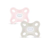 MAM Chupete Todo Silicona, 0-3 Meses, con Tetina Simétrica, Extra Pequeña y Cuello Delgado de Silicona Skin Soft Silicone de Fácil Aceptación, con Caja Autoesterilizadora, MAM Comfort, Rosa, 2uds