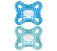 MAM Chupetes Comfort | 0-2 meses | Paquete de 2 | Chupete recién nacido | Viene en estuche esterilizador para chupete | Materiales sostenibles | Accesorios para bebé recién nacido | Azul (varios