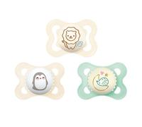 MAM Chupetes de 0 a 6 meses (1 original, 1 aire + 1 noche), mejor para bebés amamantados, chupete que brilla en la oscuridad, unisex, 3 unidades