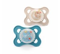 MAM Chupetes de noche originales | 0-6 meses | 2 piezas | Glow in the Dark | Viene en estuche esterilizador ficticio | accesorios para bebés recién nacidos | azul/crema (varios diseños)