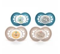 MAM Chupetes originales Day & Night | 6-18 meses | Paquete de 4 | Incluye 2 chupetes que brillan en la oscuridad | Diseño ortodóntico | Accesorios para bebé | Azul (varios diseños)