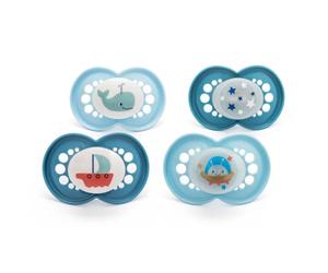 MAM Chupetes originales Day & Night | 6-18 meses | Paquete de 4 | Incluye 2 chupetes que brillan en la oscuridad | Diseño ortodóntico | Accesorios para bebé | Azul (varios diseños)