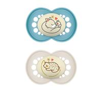 MAM Chupetes originales Night | 18-36 meses | Paquete de 2 chupetes que brillan en la oscuridad | Se envía en estuche esterilizador para chupete | Materiales sostenibles | Accesorios para bebés | Azul