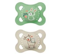 MAM - Chupón original mate para bebé, con forma de pezón que ayuda a promover un desarrollo oral saludable, estuche esterilizador, 0-6 meses, unisex, 2 unidades (paquete de 1).