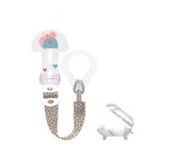 MAM Clip it ! Fashion & Cover - Cadena para chupete con protección contra tetinas, longitud ajustable, lavable, crema, 1 Stück (1er Pack)
