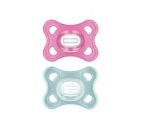 MAM Comfort Chupete en set de 2 unidades, 100 % silicona, con funda para chupete de 2 a 6 meses, rosa y gris y verde