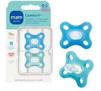 MAM Comfort - Chupetes ligeros de una sola pieza de silicona para recién nacidos de 0 a 3 meses, tetina sin BPA, chupete fácil de limpiar, ideal para bebés amamantados, con funda esterilizadora, 2