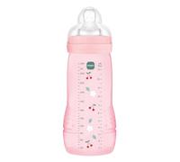 MAM | Biberón Easy Active 6+ Meses Color Bayas (330 ml) - con chupete de silicona de velocidad X ultrarrápida - para bebé con cierre hermético