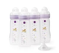 MAM Easy Active - Botellas de 330 ml, forma ergonómica de fácil agarre | Biberón de leche para bebé con tetina MAM de flujo rápido tamaño 3 y tetina de flujo extra rápido talla X